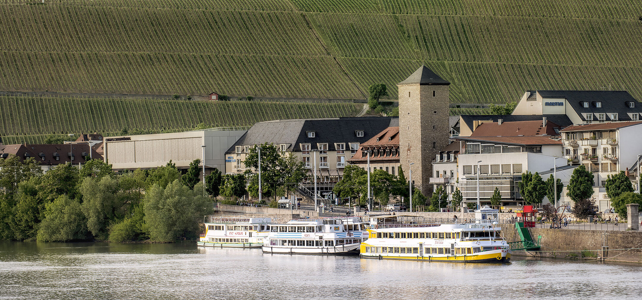 Maritim Hotel Würzburg and Congress Centrum with vineyard view and Main river dock